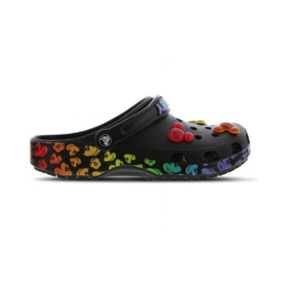 Crocs Classic Disney Rainbow Pride Celebration Mickey Unisex Black Multi Size 11 - Picture 1 of 11
